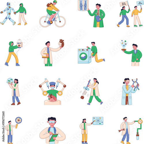 Set of Innovation and Science Flat Style Illustrations 

