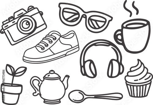 Hand-drawn Doodle Collection of Everyday Objects