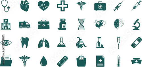 Medical icons set isolated on transparent background