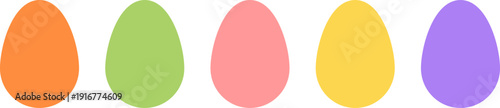 Set of silhouettes of dyed eggs. Easter eggs. Isolated vector images. Transparent background.	

