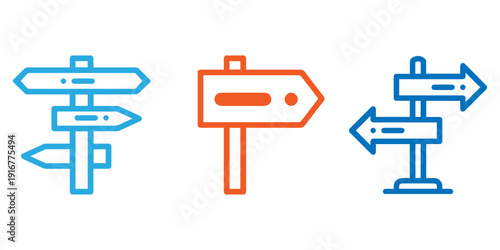 Directional signpost icons tyles for navigation wayfinding and decision making graphic concepts
By Shah Hasanuzzaman