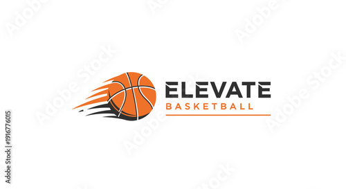 Dynamic basketball logo with motion blur and ELEVATE BASKETBALL text.