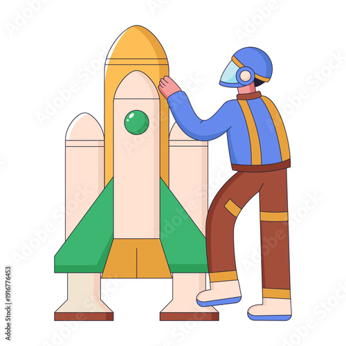 An illustration showing rocket testing designed in flat style
