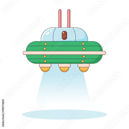 A flat style illustration of futuristic pod