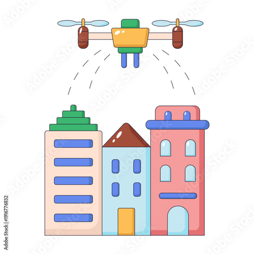 An illustration showing emergency drone designed in flat style
