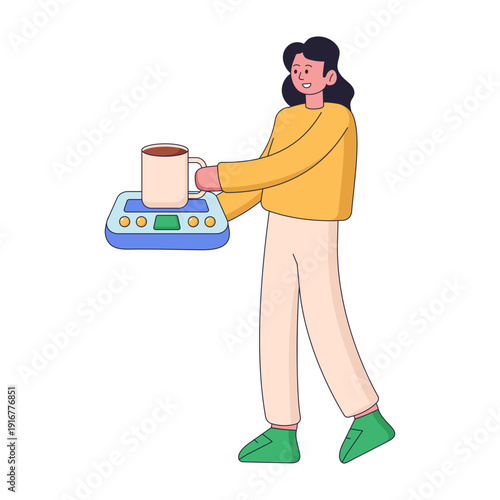 A flat style illustration of mug warmer