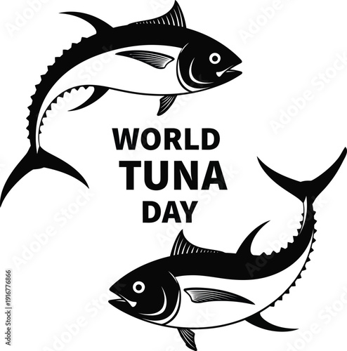 World Tuna Day celebration with two tuna fish in circular formation graphic design