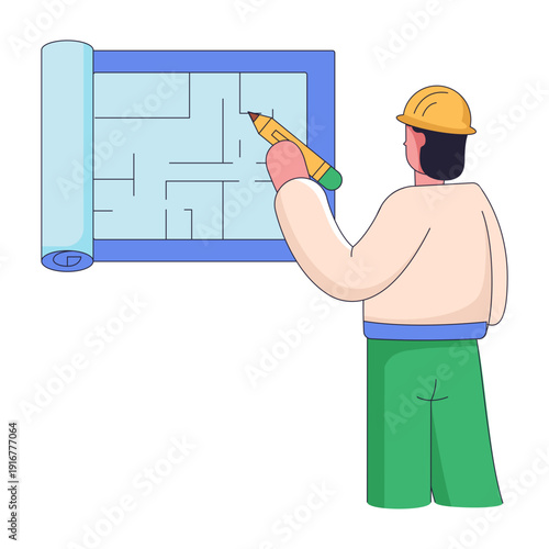 A flat style illustration showing prototype development