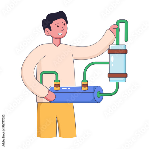 A flat style illustration representing pipe work