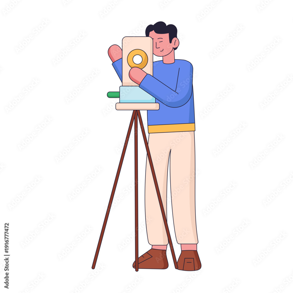 Fototapeta premium A flat style illustration representing tripod laser