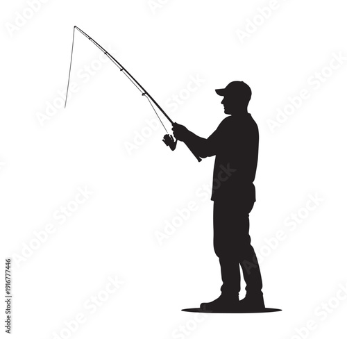 man in silhouette holding a fishing rod and casting a line into the water
