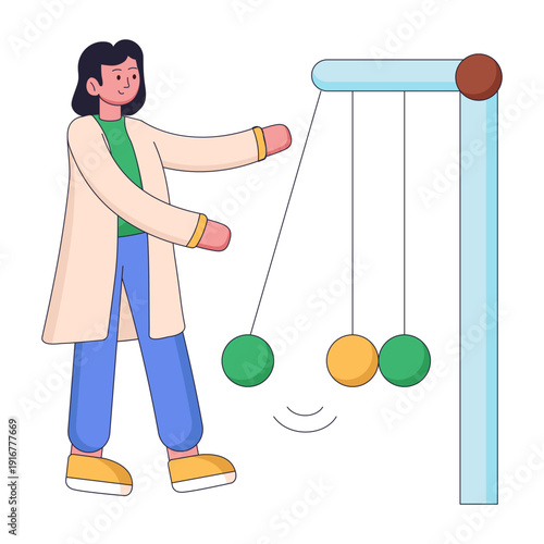A flat style illustration showing pendulum swing