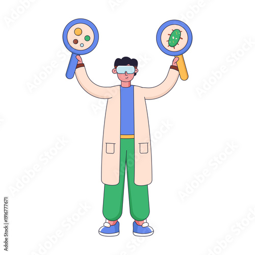 An illustration of microbiology designed in flat style