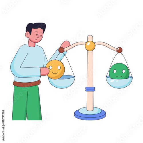 Flat illustration showing emotional balance