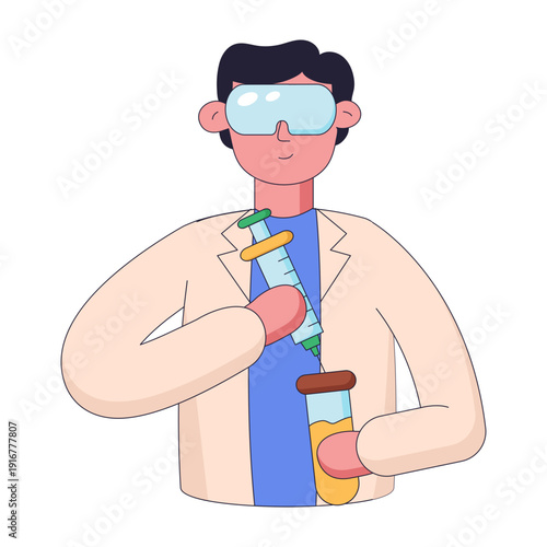 A flat style illustration depicting lab technician