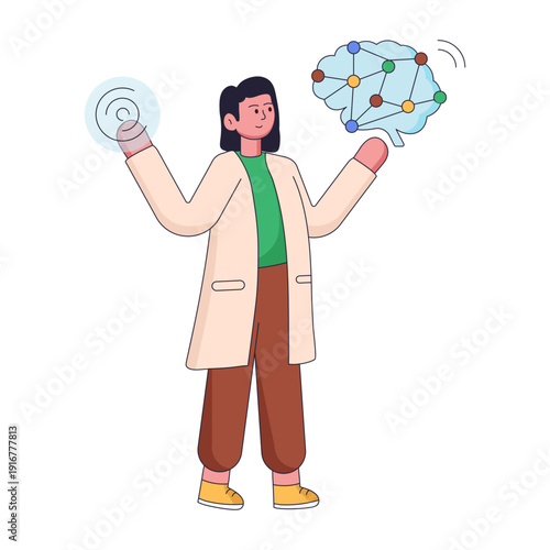 An illustration depicting brain analysis designed in flat style