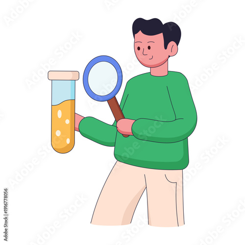 An illustration showing chemical analysis designed in flat style