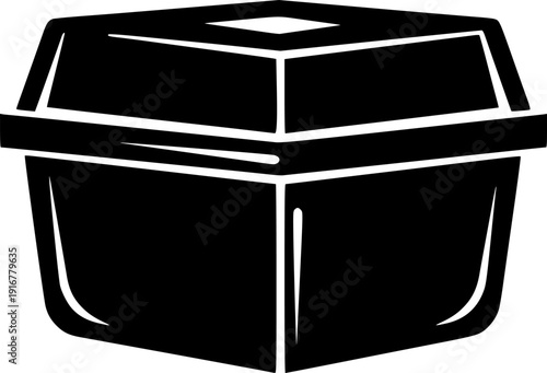 food plastic box silhouette line art vector illustration with a white background
