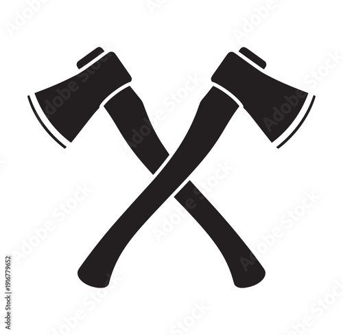 Two crossed axes on white background