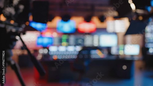 Wallpaper Mural Inside a busy news studio where reporters prepare for live broadcast in the evening Torontodigital.ca