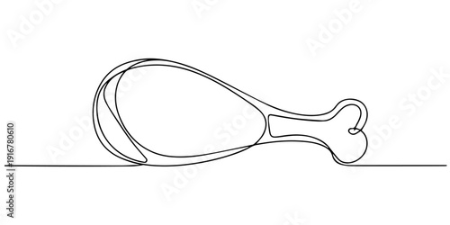 chicken turkey leg continuous one line drawing, Continuous single one line drawing art of broiler chicken turkey legs. Vector illustration, Continuous one line drawing a fried chicken. Breakfast