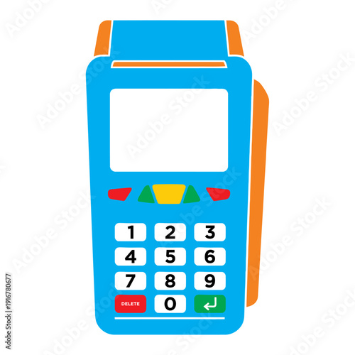 Blue Credit Card Machine with Keypad.