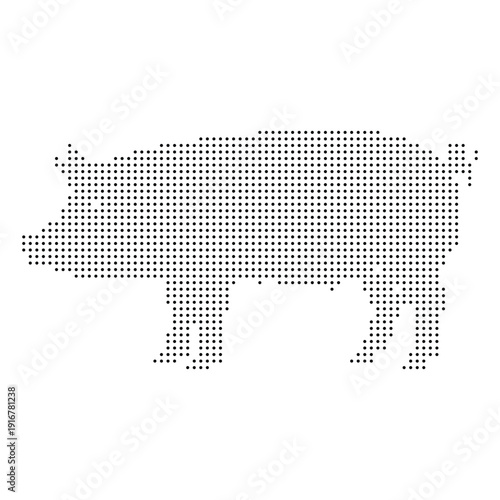 Black dots forming a pig silhouette on white background