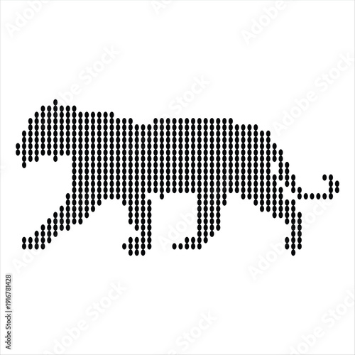 Black dots forming a tiger silhouette walking points
