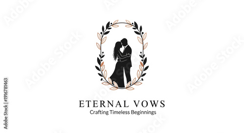 Elegant Silhouette of a Couple Embracing Under a Floral Archway.