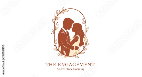 Elegant Silhouette of a Couple Embracing for Engagement Celebration.