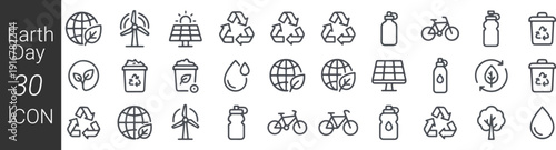 ecology thin line icons,Happy Earth Day! Vector eco illustration for social poster.