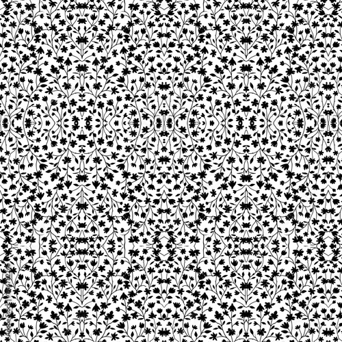 black and white seamless leaves pattern