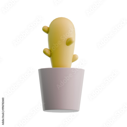 3D Illustration of Indoor Cactus Plant Pot Icon