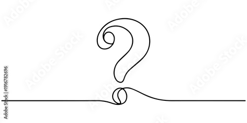 Question mark icon continuous one line art drawing for business support concepts, Continuous one line drawing question mark icon vector. Minimalist mystery symbol for help center, FAQ, curiosity