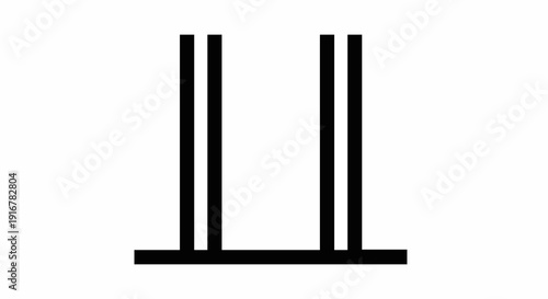 Cleanly designed abstract graphic featuring two parallel upright structures anchored by a horizontal base, embodying concepts of support, stability, and minimalist architecture