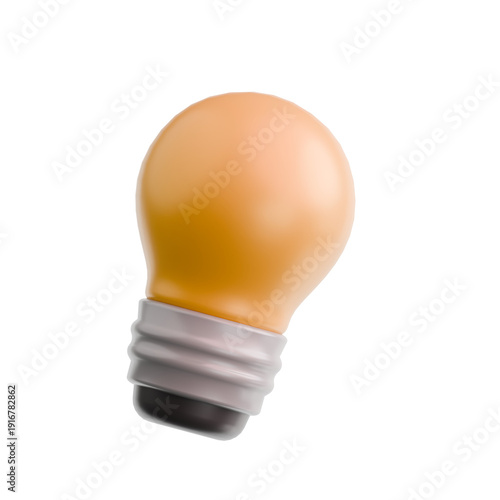 3D Illustration of Light Bulb Idea Icon