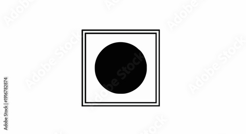 A black circle inside a square border, representing a standard safety mark or certification symbol on a white background, indicating compliance or quality assurance