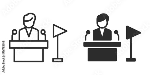 Mayor Icon Vector Sign Symbol, Black Silhouette