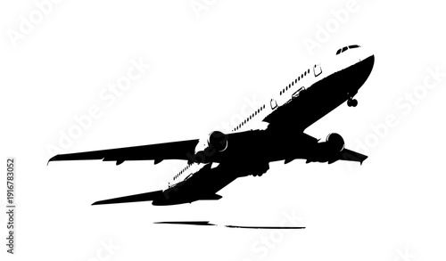 3D White Passenger Airplane Taking Off Isolated on White Background Modern Aviation EPS10 Vector