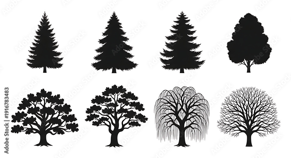custom made wallpaper toronto digitalA collection of tree silhouettes in various styles and shapes