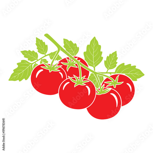 Cluster of Red Tomatoes on Vine.