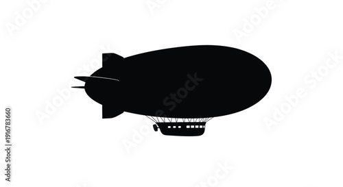 A striking black airship design presented in a bold silhouette