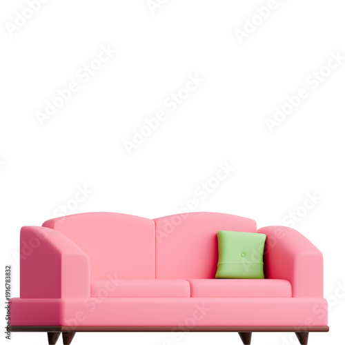 3D red sofa isolated on white background