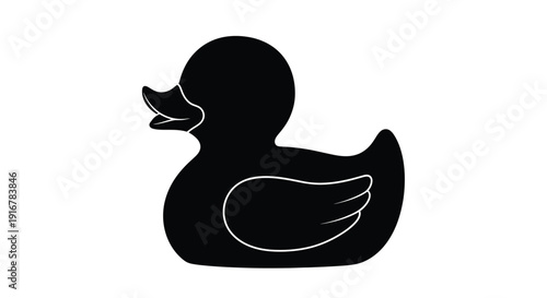 Simple black duck illustration against a white background silhouette