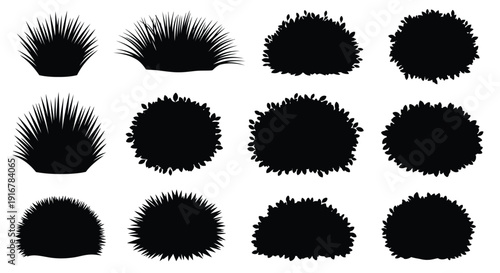 Collection of abstract black brushstroke shapes a striking silhouette