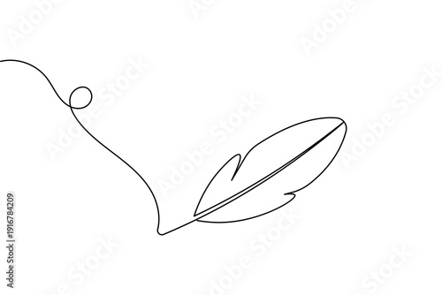 Minimalist bird feather continuous one line drawing . Elegant and simple vector illustration perfect for modern branding, logos, and wall art.