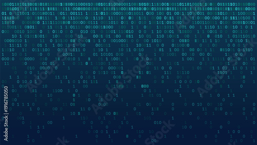 Binary Data Decay - Abstract Digital Gradient Grid in Deep Teal and Cyan