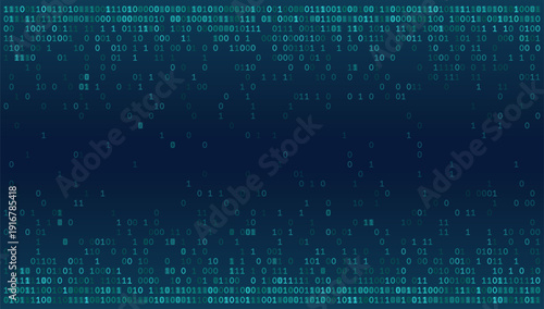 Digital Horizon - Symmetric Top and Bottom Binary Code Border on Deep Teal Background