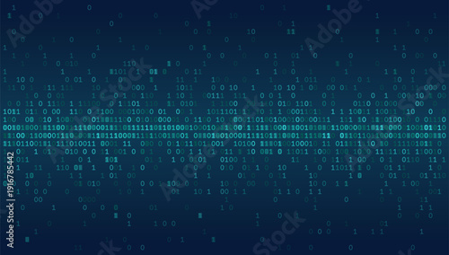 Digital Equator - Central Horizontal Binary Bitstream on Deep Teal Background