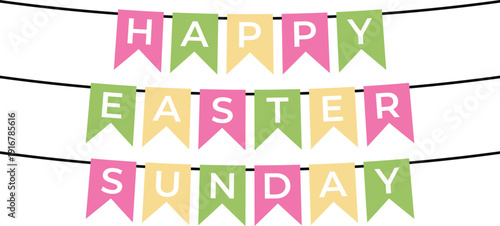 Colorful easter sunday banner with happy greeting